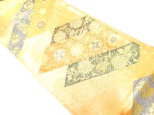 リサイクル　佐賀錦花に古典柄模様織出し袋帯
